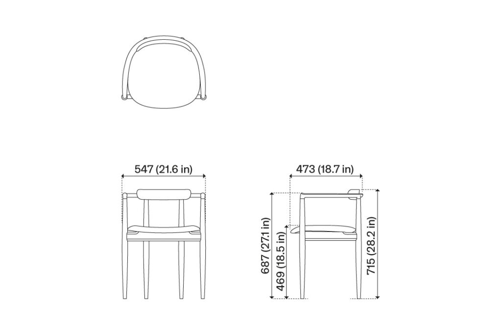 line drawing of a koyori miau dining armchair