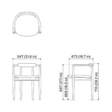 line drawing of a koyori miau dining armchair