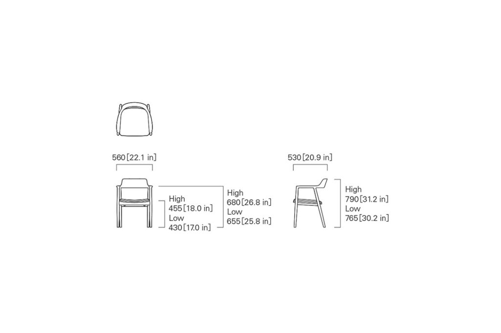 line drawing for a maruni hiroshima dining armchair