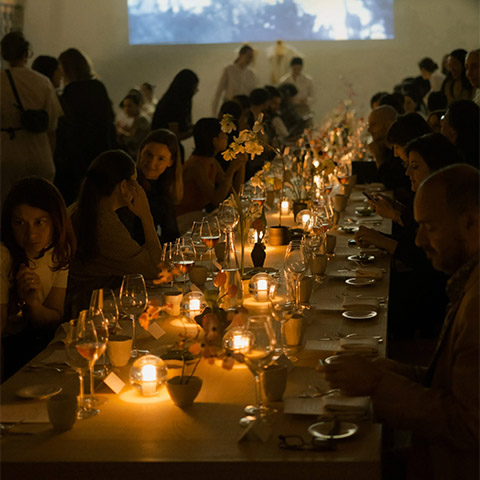 bocci 14p table lamps at a dining event
