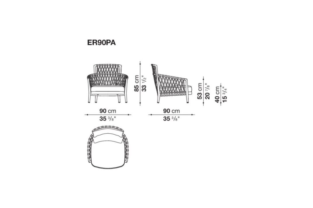 line drawing erica outdoor armchair bergere
