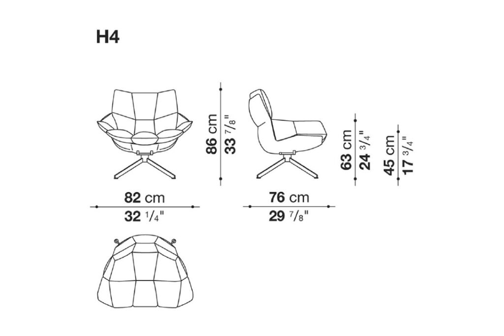 line drawing of a b&b italia husk outdoor armchair h4