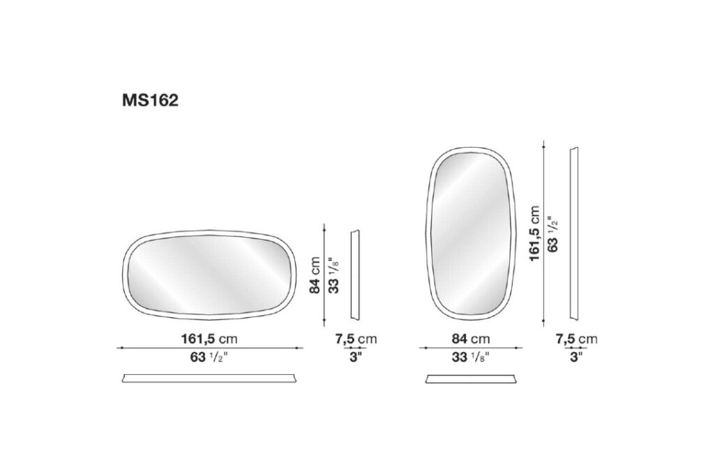 line drawing for a b&b italia madison mirror ms162