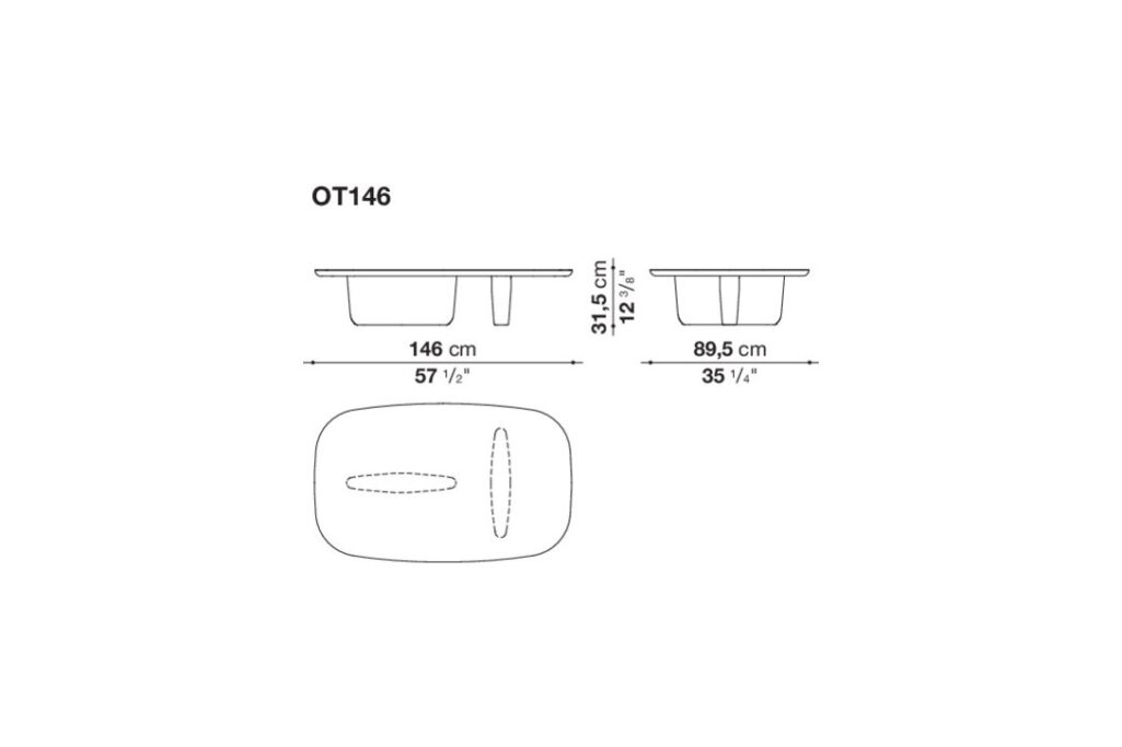 line drawing of a b&b italia tobi-ishi outdoor coffee table