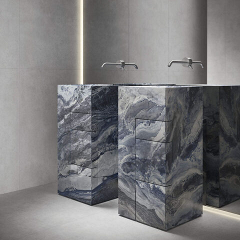 two noorth touch bathroom washbasins in situ