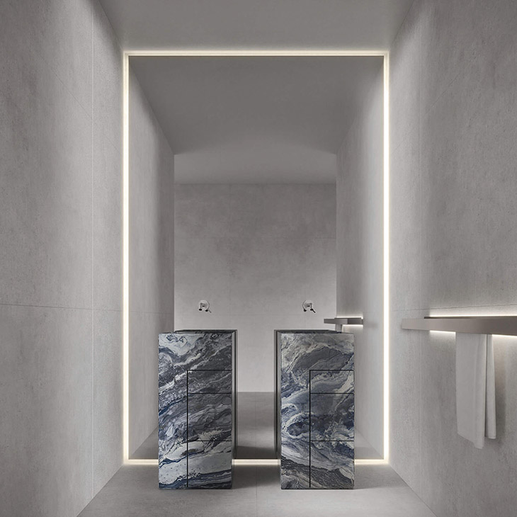 two noorth touch bathroom washbasins in situ