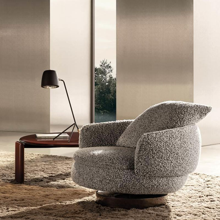 minotti vivienne armchair swivel in situ