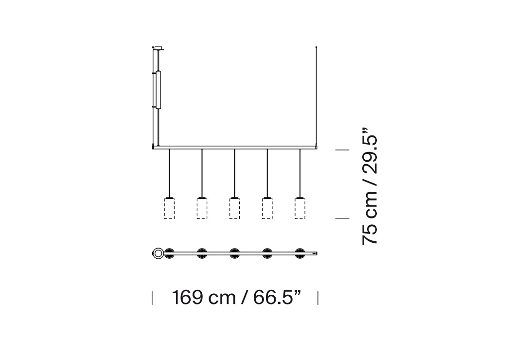 line drawing of a santa & cole cirio lineal pendant