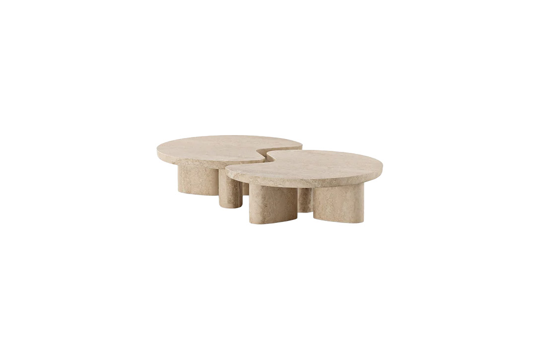 poliform ernest coffee table in travertine