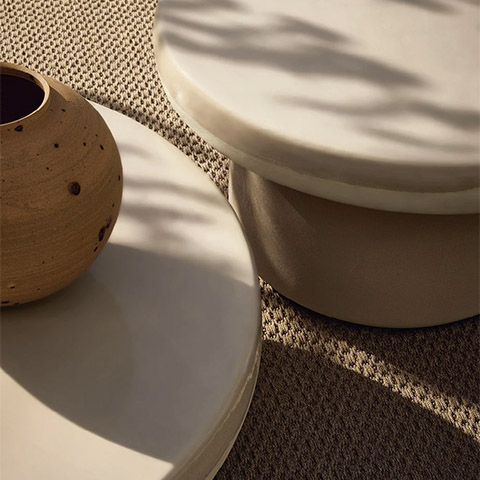 poliform crew outdoor coffee tables in situ