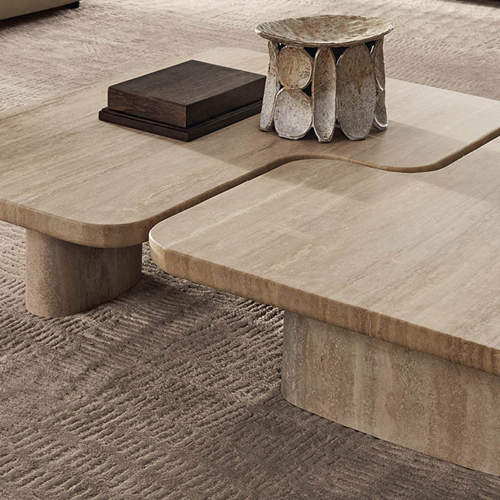 poliform ernest coffee table in travertine