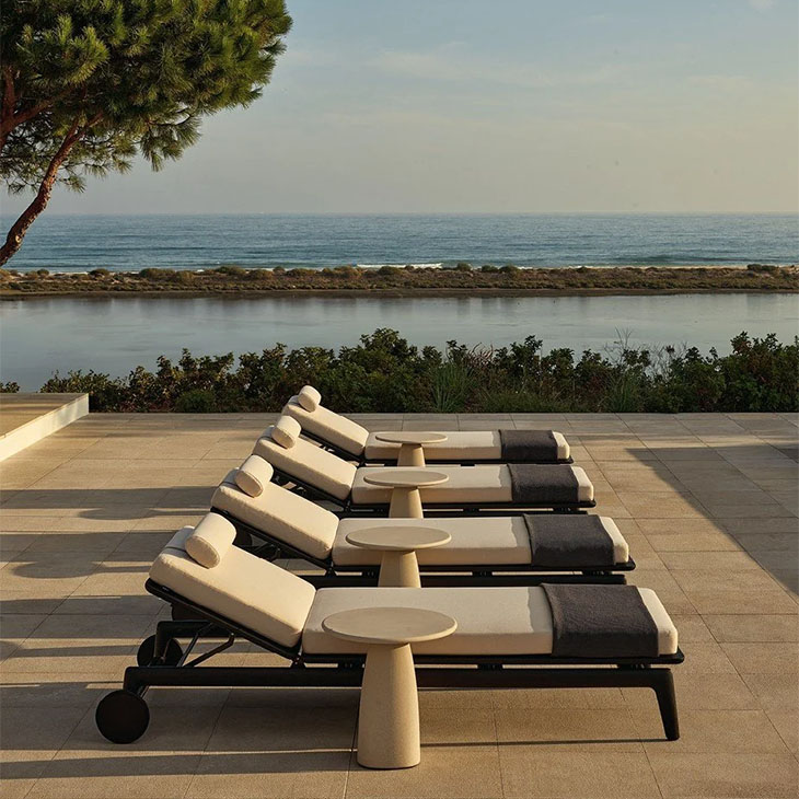 poliform strata outdoor side tables in situ
