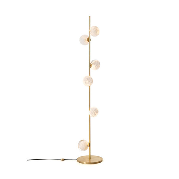 bocci 118.6 stem floor lamp in brass turned on