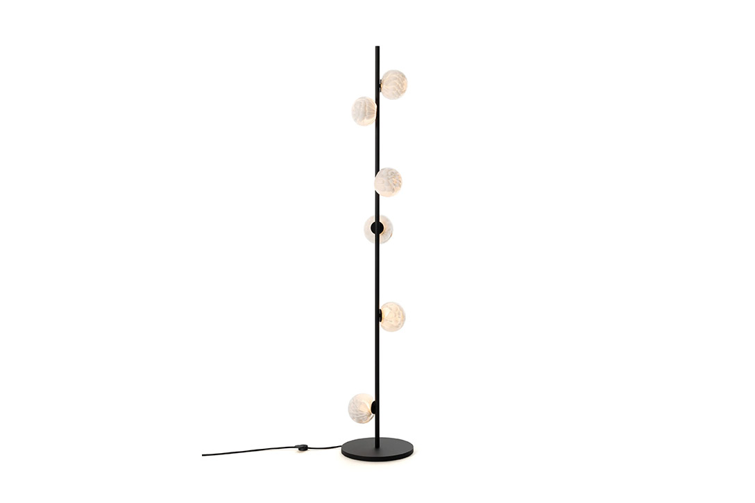 bocci 118.6 stem floor lamp in black turned on