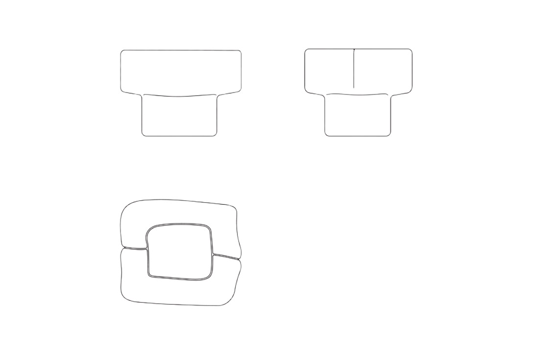 line drawing of cassina fluid joinery side table