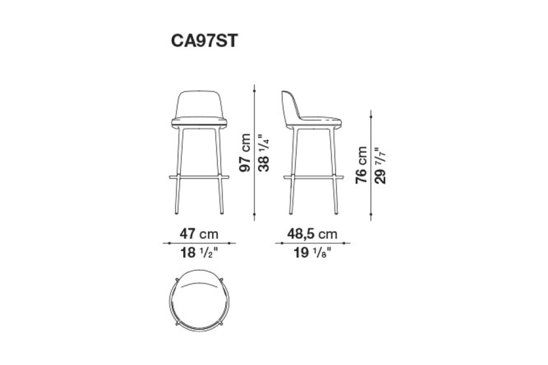 line drawing of maxalto caratos bar stool